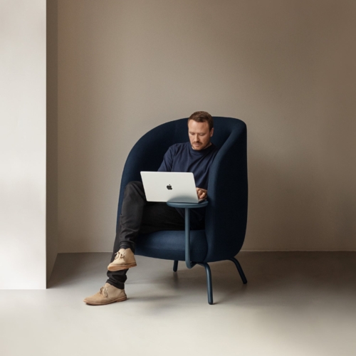 Nest Club Chair, Metal Base - with Side Table - 0